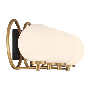 Alhambra Four Light Bathroom Vanity in Matte Black with Warm Brass