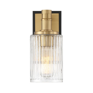 Concord One Light Bathroom Vanity in Matte Black with Warm Brass