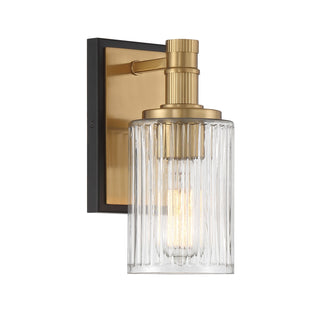 Concord One Light Bathroom Vanity in Matte Black with Warm Brass