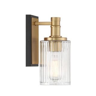 Concord One Light Bathroom Vanity in Matte Black with Warm Brass