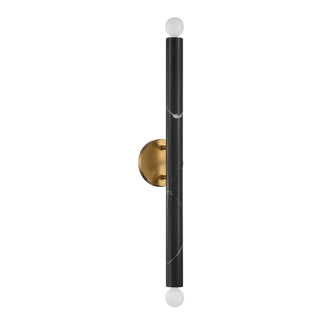 Callaway Two Light Wall Sconce in Black Marble with Warm Brass