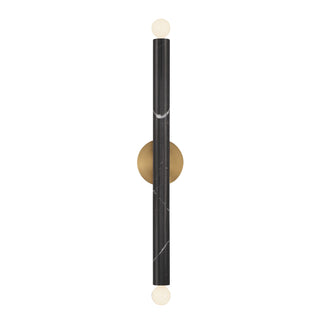 Callaway Two Light Wall Sconce in Black Marble with Warm Brass