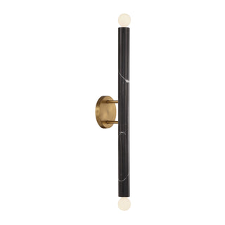 Callaway Two Light Wall Sconce in Black Marble with Warm Brass