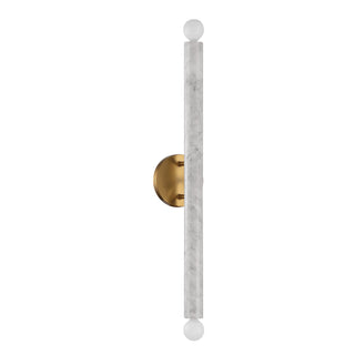 Callaway Two Light Wall Sconce in White Marble with Warm Brass