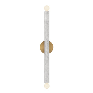 Callaway Two Light Wall Sconce in White Marble with Warm Brass