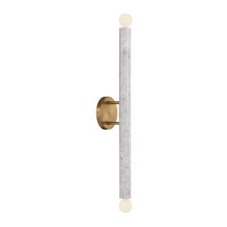Callaway Two Light Wall Sconce in White Marble with Warm Brass