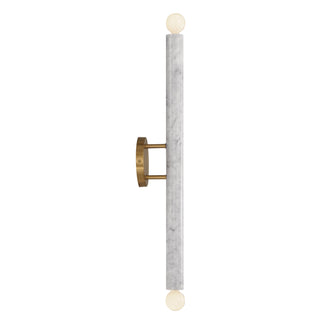 Callaway Two Light Wall Sconce in White Marble with Warm Brass