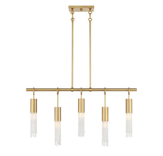 Chelsea Five Light Linear Chandelier in Warm Brass
