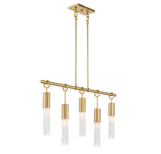 Chelsea Five Light Linear Chandelier in Warm Brass