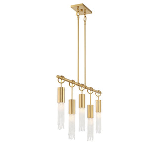 Chelsea Five Light Linear Chandelier in Warm Brass