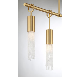 Chelsea Five Light Linear Chandelier in Warm Brass