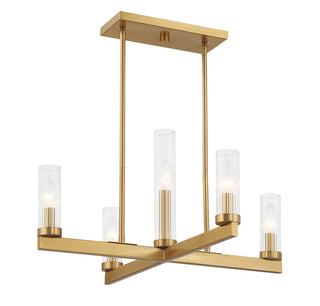 Carina Five Light Chandelier in Warm Brass
