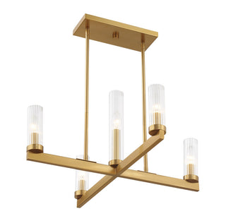 Carina Five Light Chandelier in Warm Brass