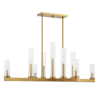 Carina Nine Light Chandelier in Warm Brass