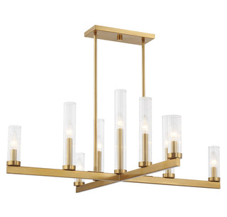 Carina Nine Light Chandelier in Warm Brass
