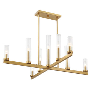 Carina Nine Light Chandelier in Warm Brass