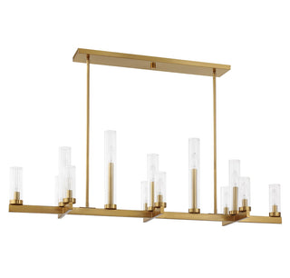 Carina 13 Light Linear Chandelier in Warm Brass