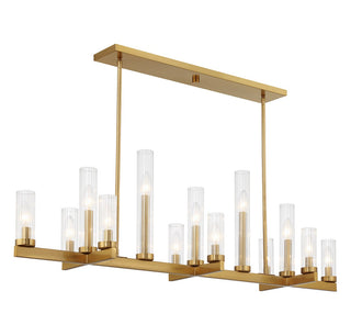 Carina 13 Light Linear Chandelier in Warm Brass