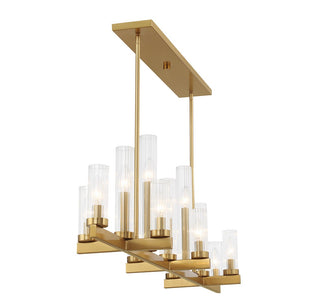 Carina 13 Light Linear Chandelier in Warm Brass