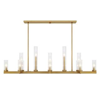 Carina 13 Light Linear Chandelier in Warm Brass