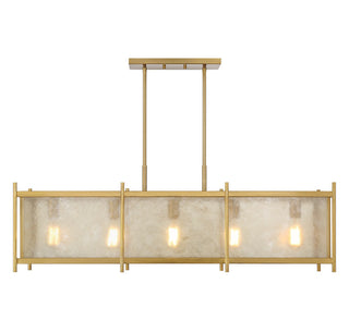 Jacobs Five Light Linear Chandelier in Warm Brass