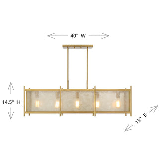 Jacobs Five Light Linear Chandelier in Warm Brass