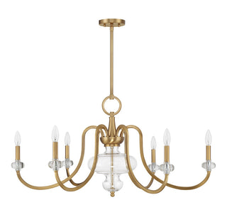 Bergdorf Six Light Chandelier in Warm Brass