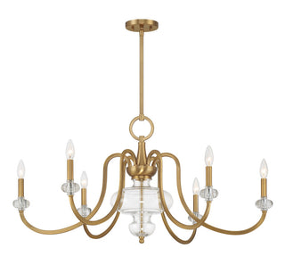 Bergdorf Six Light Chandelier in Warm Brass