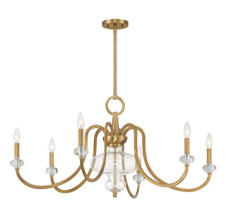 Bergdorf Six Light Chandelier in Warm Brass