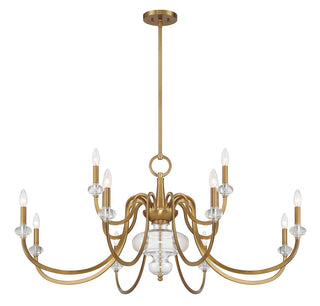 Bergdorf 12 Light Chandelier in Warm Brass