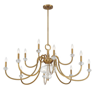 Bergdorf 12 Light Chandelier in Warm Brass