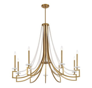 Helen Nine Light Chandelier in Warm Brass