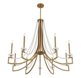 Helen Nine Light Chandelier in Warm Brass