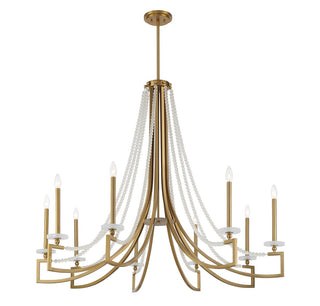 Helen Nine Light Chandelier in Warm Brass