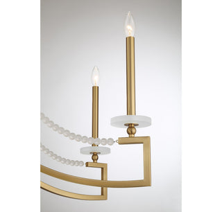 Helen Nine Light Chandelier in Warm Brass