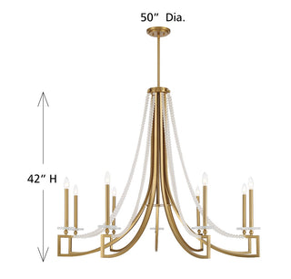 Helen Nine Light Chandelier in Warm Brass