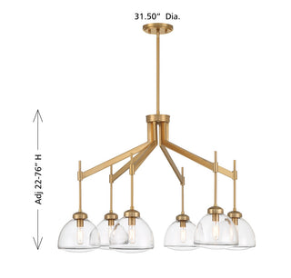 Corbin Six Light Chandelier in Warm Brass