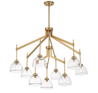 Corbin Nine Light Chandelier in Warm Brass