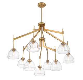 Corbin Nine Light Chandelier in Warm Brass