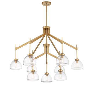 Corbin Nine Light Chandelier in Warm Brass