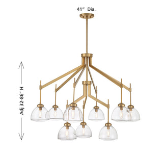 Corbin Nine Light Chandelier in Warm Brass