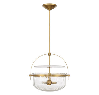 Denmar Four Light Convertible Semi-Flush/Pendant in Warm Brass