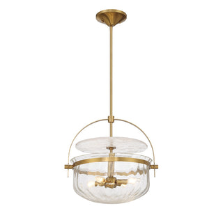 Denmar Four Light Convertible Semi-Flush/Pendant in Warm Brass