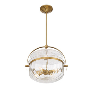 Denmar Four Light Convertible Semi-Flush/Pendant in Warm Brass