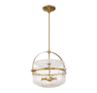 Denmar Four Light Convertible Semi-Flush/Pendant in Warm Brass