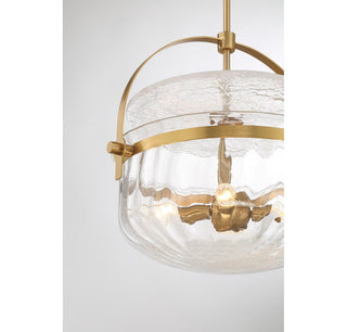 Denmar Four Light Convertible Semi-Flush/Pendant in Warm Brass
