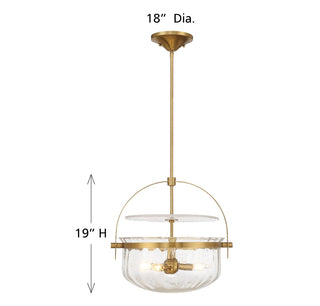 Denmar Four Light Convertible Semi-Flush/Pendant in Warm Brass