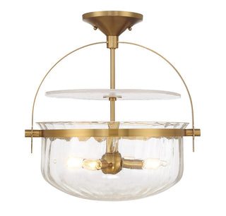Denmar Four Light Convertible Semi-Flush/Pendant in Warm Brass