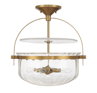 Denmar Four Light Convertible Semi-Flush/Pendant in Warm Brass