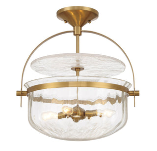 Denmar Four Light Convertible Semi-Flush/Pendant in Warm Brass